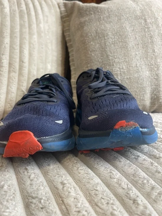 Hoka Men's Navy Running Shoes with Teal Logo and Light Blue Midsole Size 10.5 - Picture 4 of 10